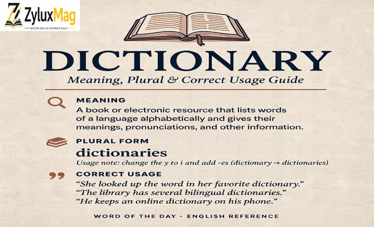 Dictionary: Meaning, Plural & Correct Usage Guide